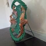 Plat en faience tressee feuilles de vigne ceramique ancienne xxe
