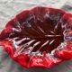 Leaf-shaped fruit cup, slip, enamelled ceramic stamped Vallauris, vintage 196
