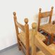 Suite of 6 vintage brutalist chairs in solid oak wood and straw from the 60s