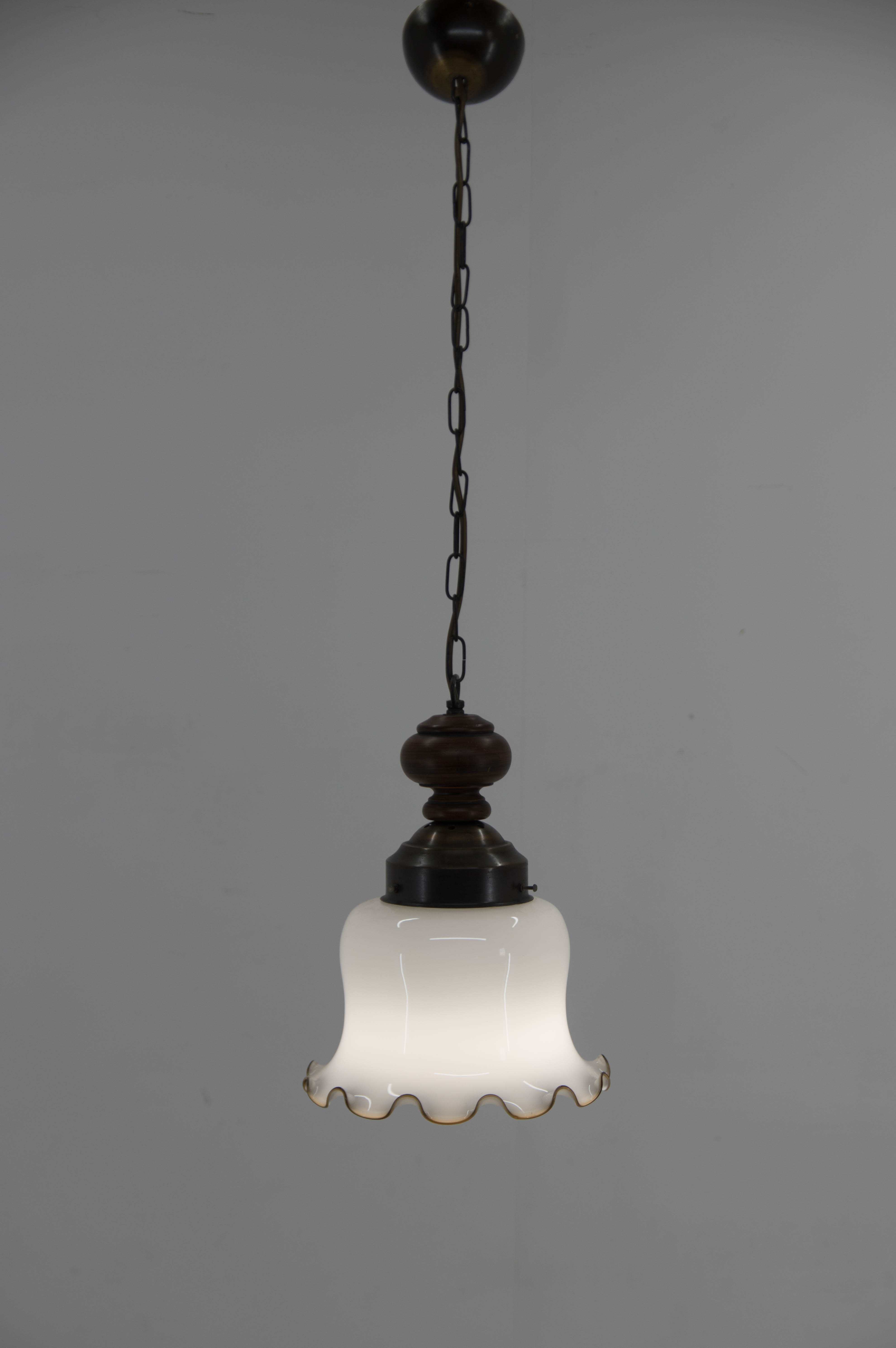Mid-Century Glass Pendant, 1980s