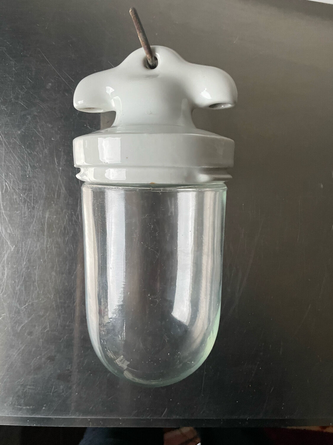 Art deco ceiling pendant lamp in porcelain & glass