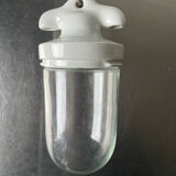Art deco ceiling pendant lamp in porcelain & glass