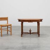 French Empire‑Style Oak Side Table with Gilt Details, ca. 1900