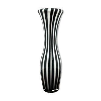 Vase zèbre noir et blanc, Leonardo, Italie, années 1980