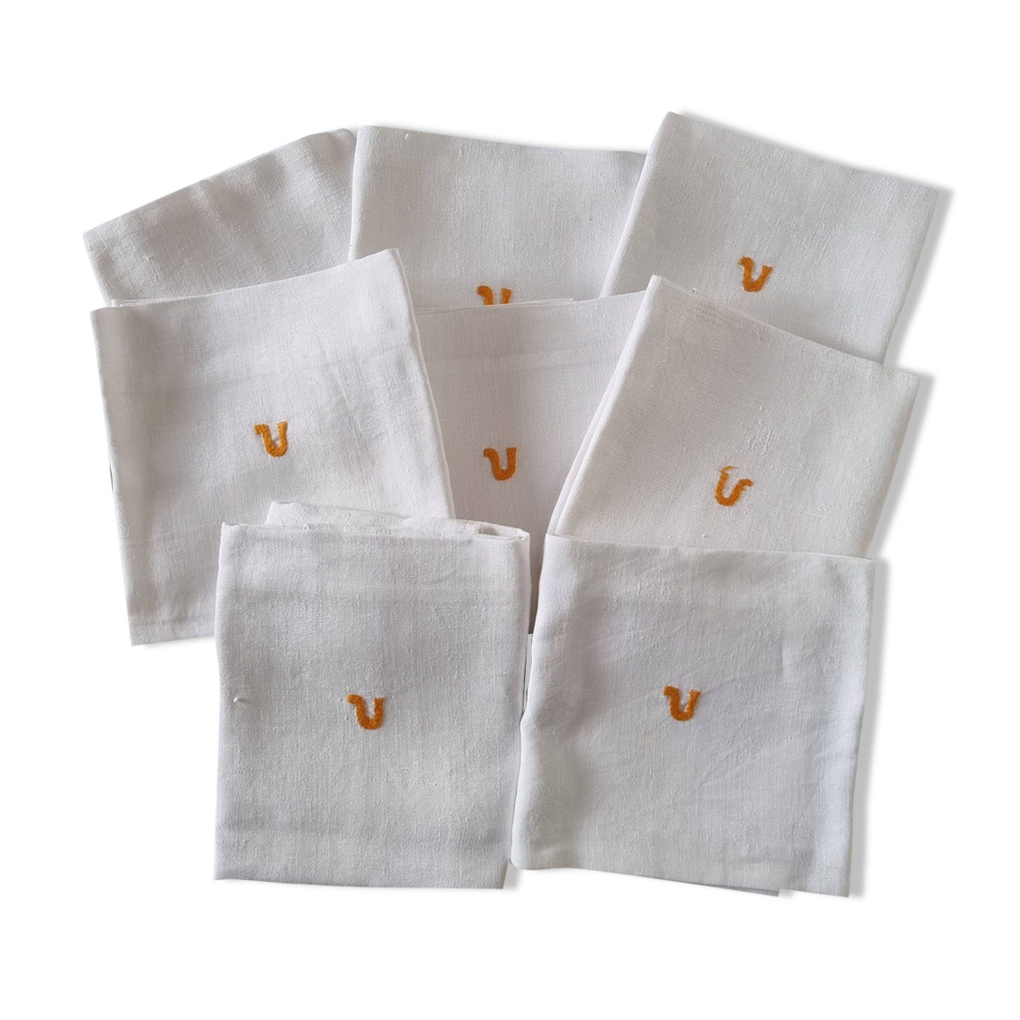 8 Anagram “V” Orange cotton fabric napkins
