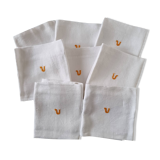 8 Anagram “V” Orange cotton fabric napkins