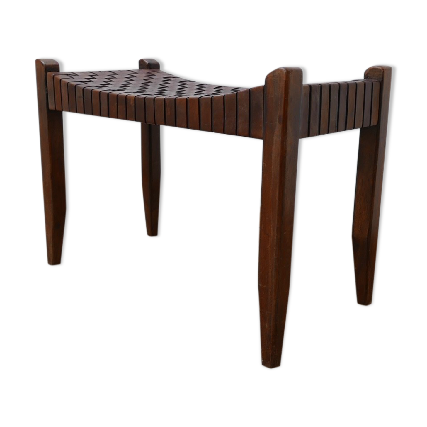 Tabouret en cuir du milieu du siècle