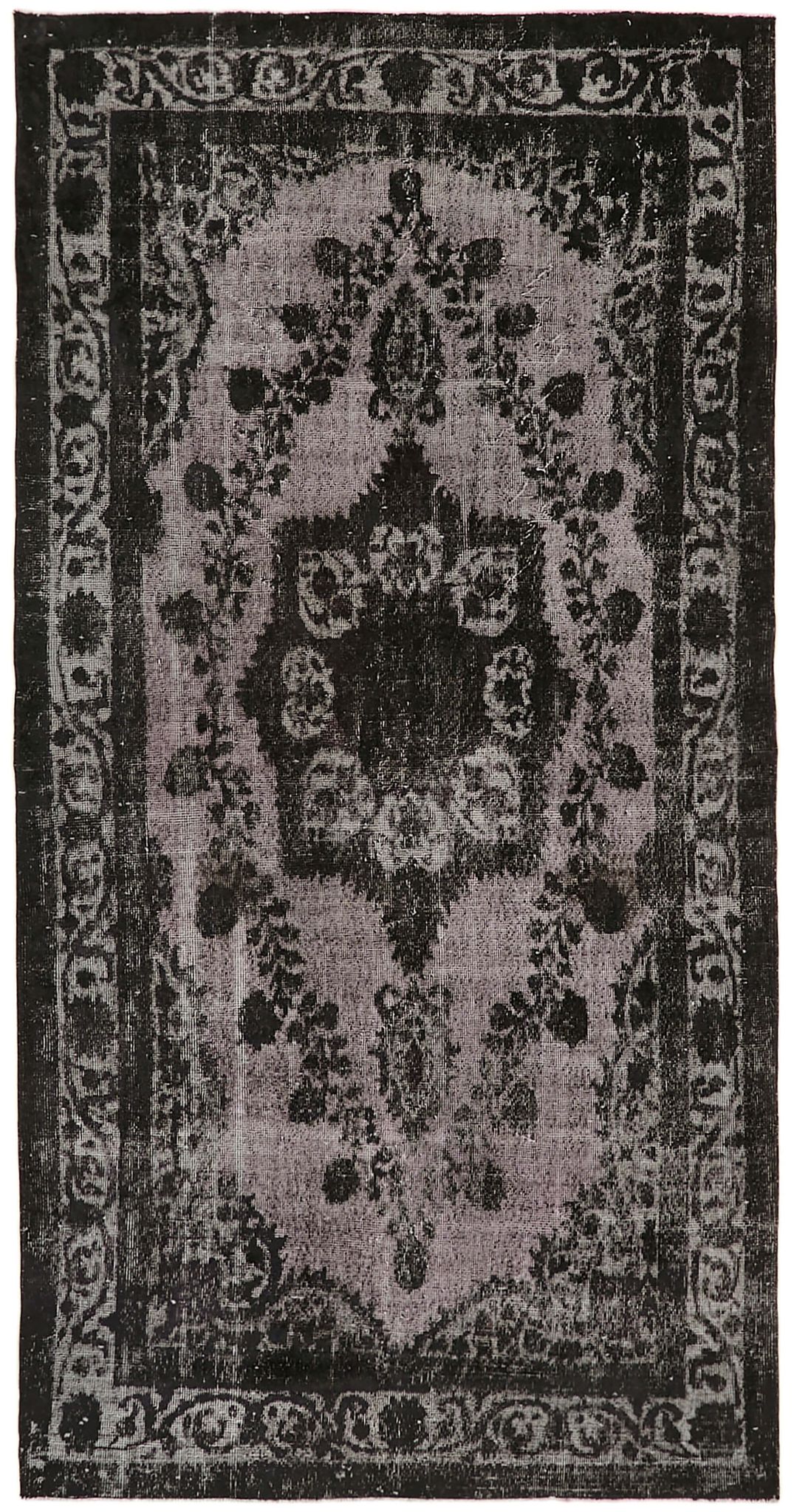 Hand-knotted antique turkish 1970s 150 cm x 291 cm black carpet
