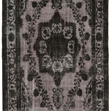 Hand-knotted antique turkish 1970s 150 cm x 291 cm black carpet