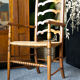 Arts & crafts solid oak ladder back occasional chair with rush seat