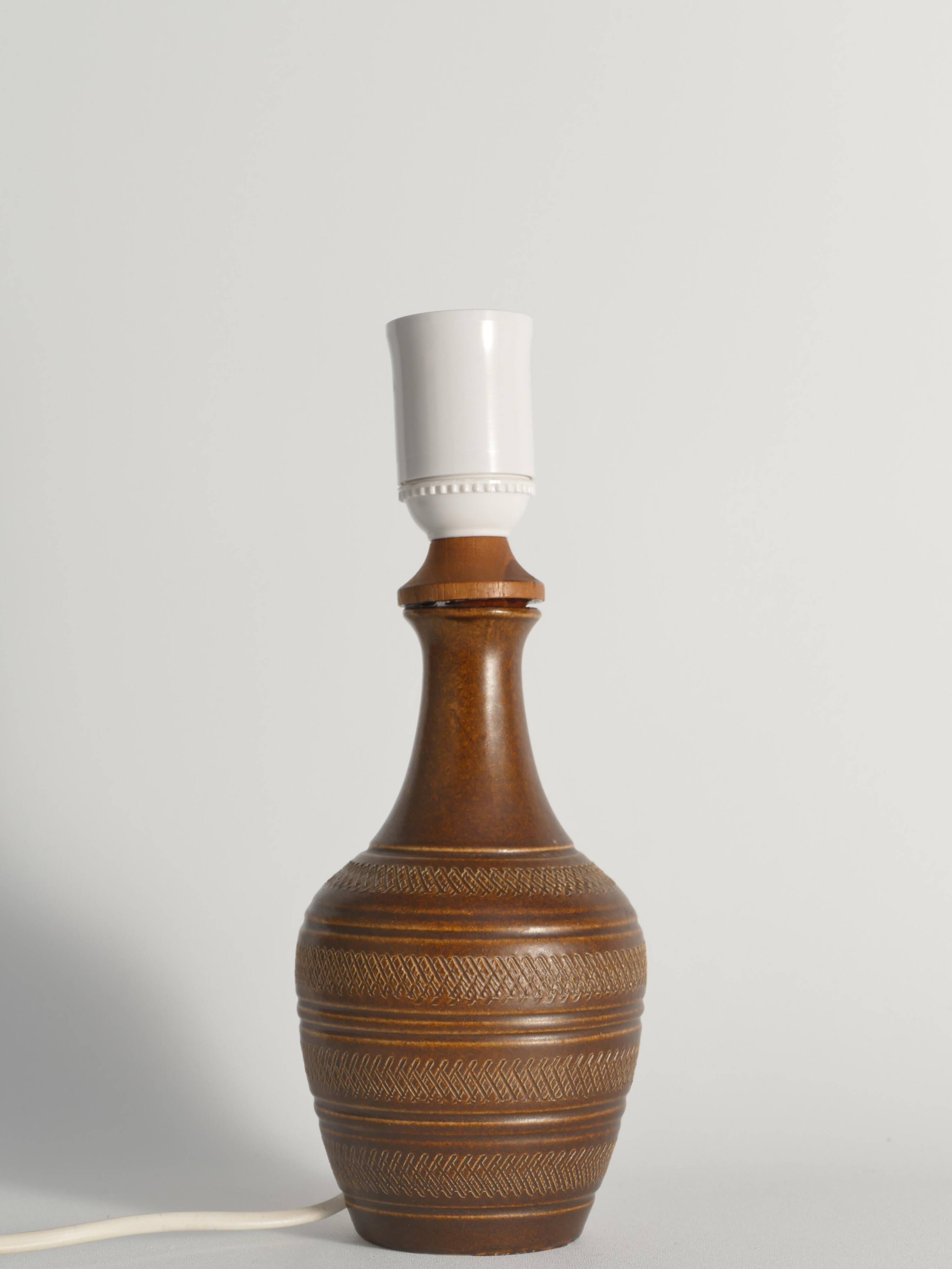 Brown Stoneware Table Lamp, Model number 59617, by Scheurich West Germany 1960s