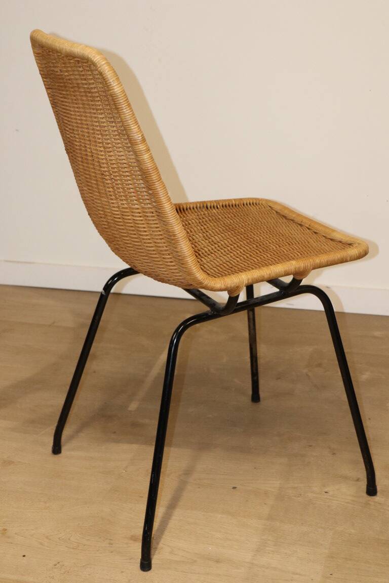 Vintage "Italia 100" model chair by Rotanhuis in woven wicker, 1950s