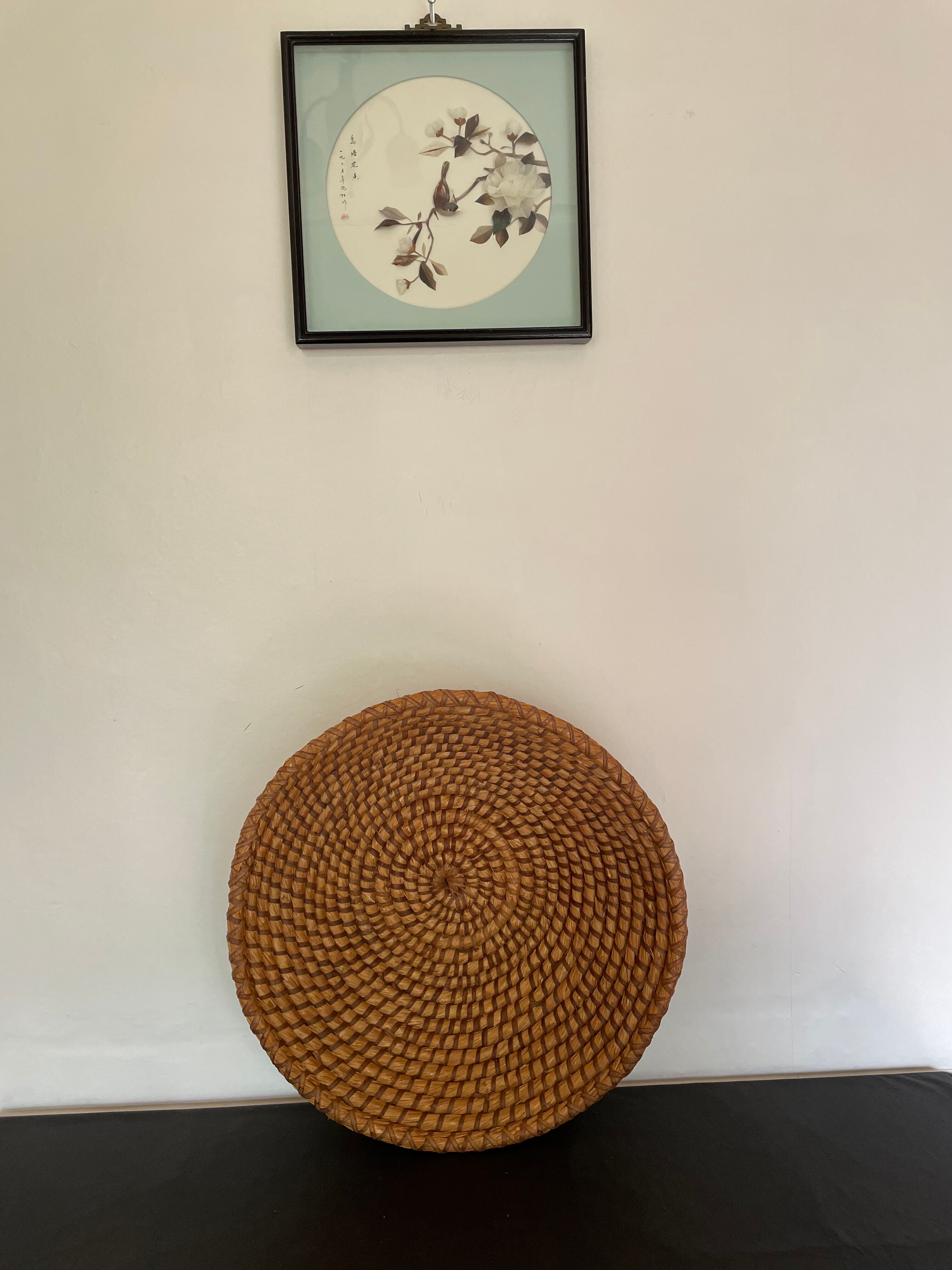 Woven straw basket