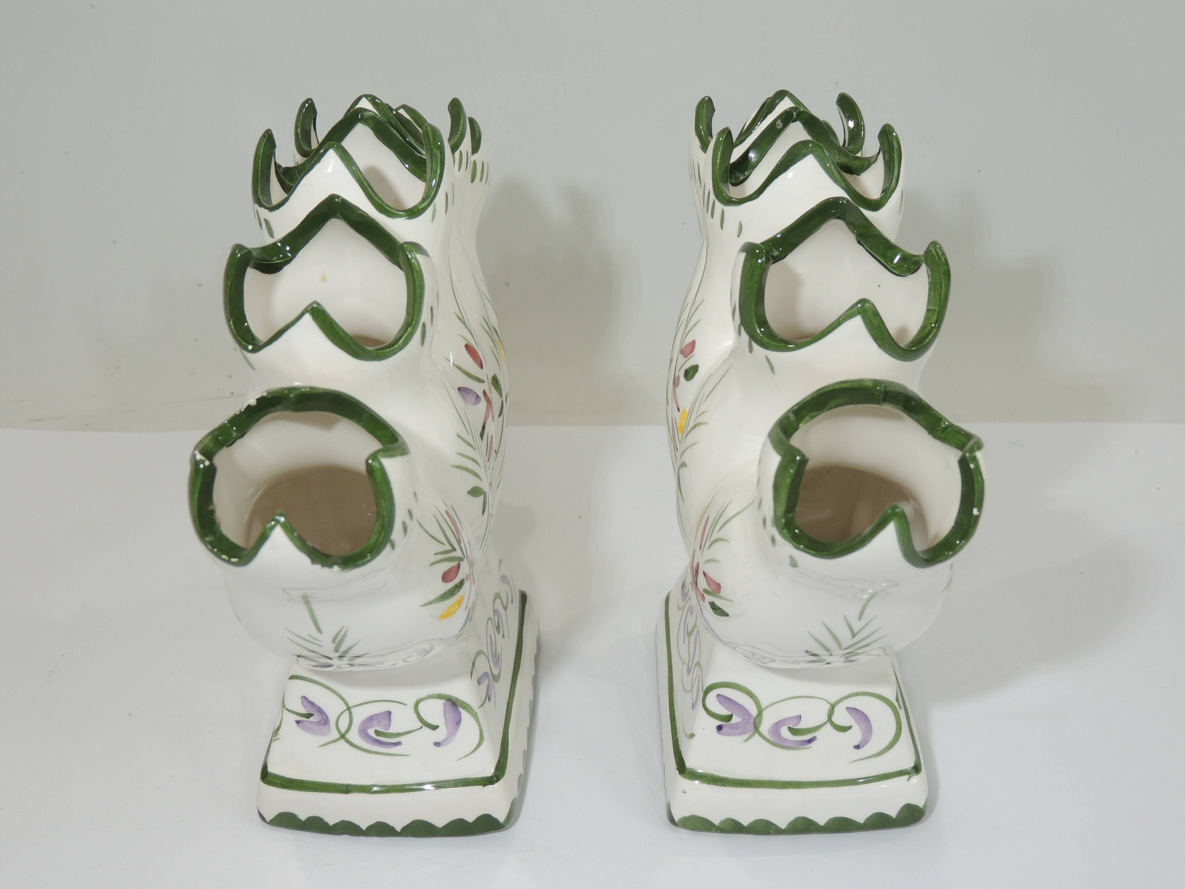 Pair vase soliflore faience/vintage