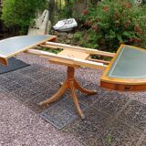Leather pedestal table