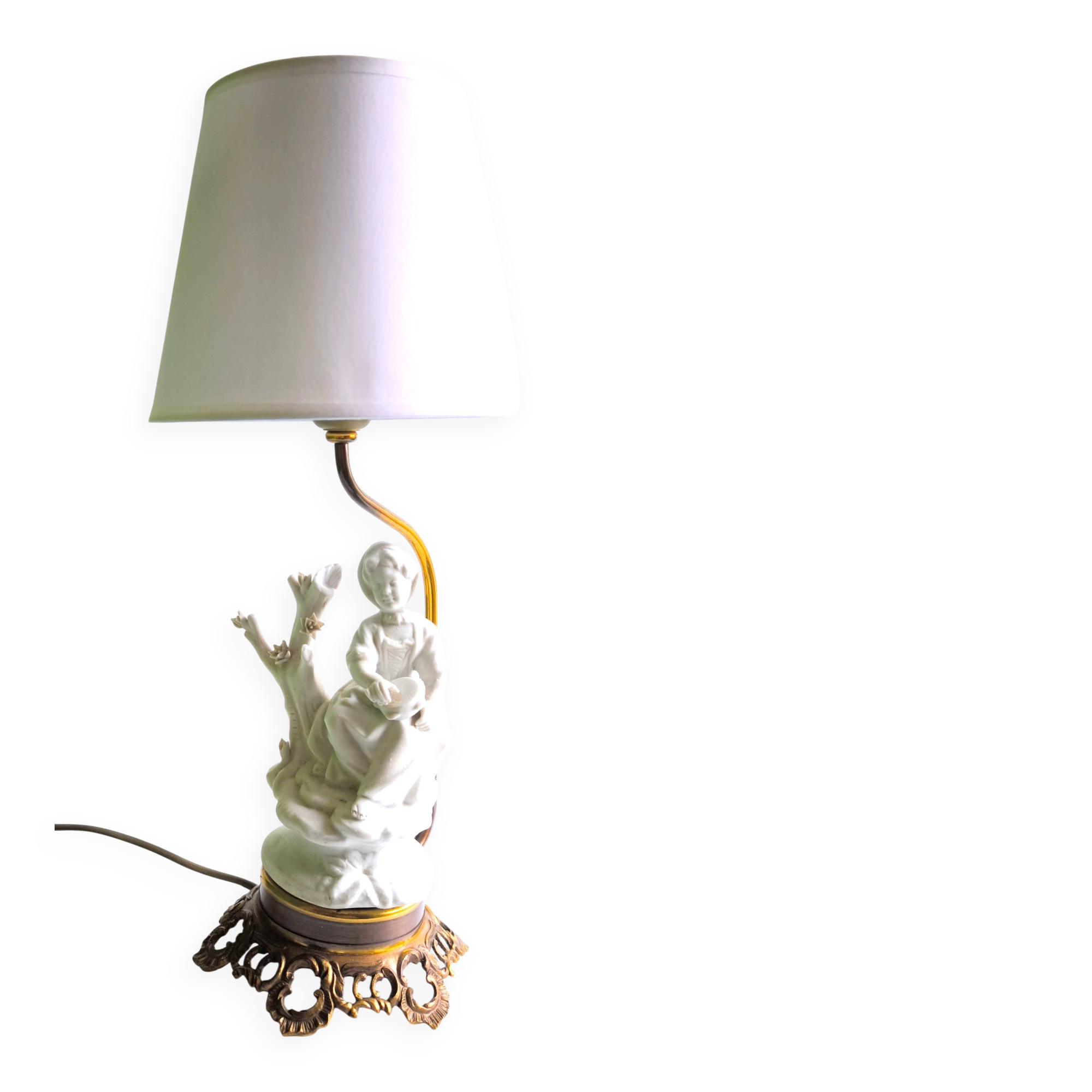 Bronze and Biscuit porcelain table lamp