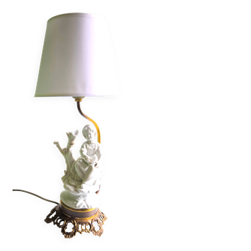 Lampe de table en bronze et porcelaine Biscuit