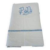 Drap ancien lin/ métis avec broderie