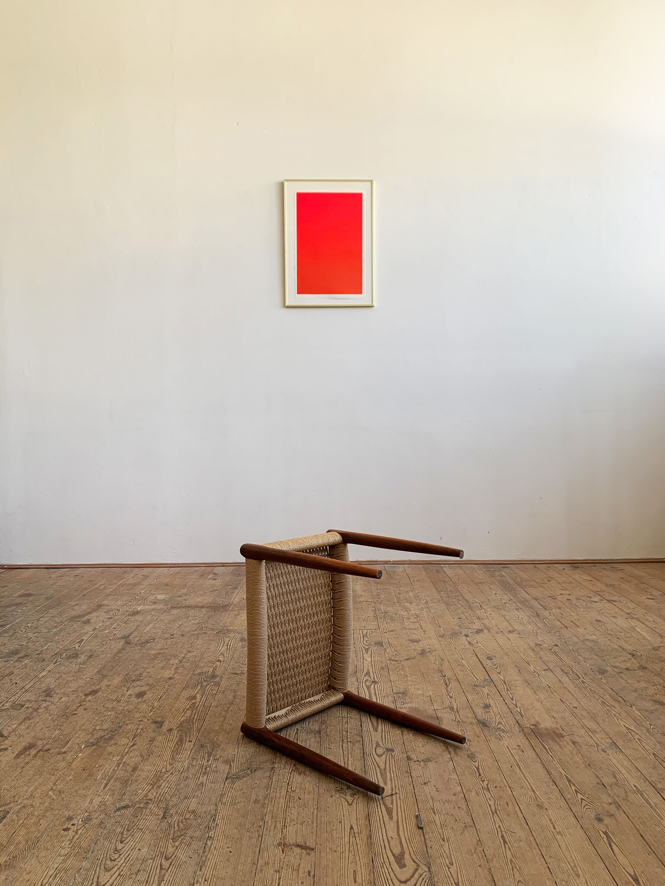 Danish midcentury walnut stool, model 80A by Niels O. Møller with papercord seat