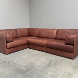 Brown leather modular sofa by De Sede; DS76, 1970s (corner)