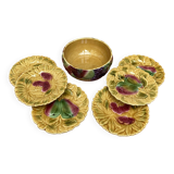 Sarreguemines barbotine service 6 plates and salad bowl