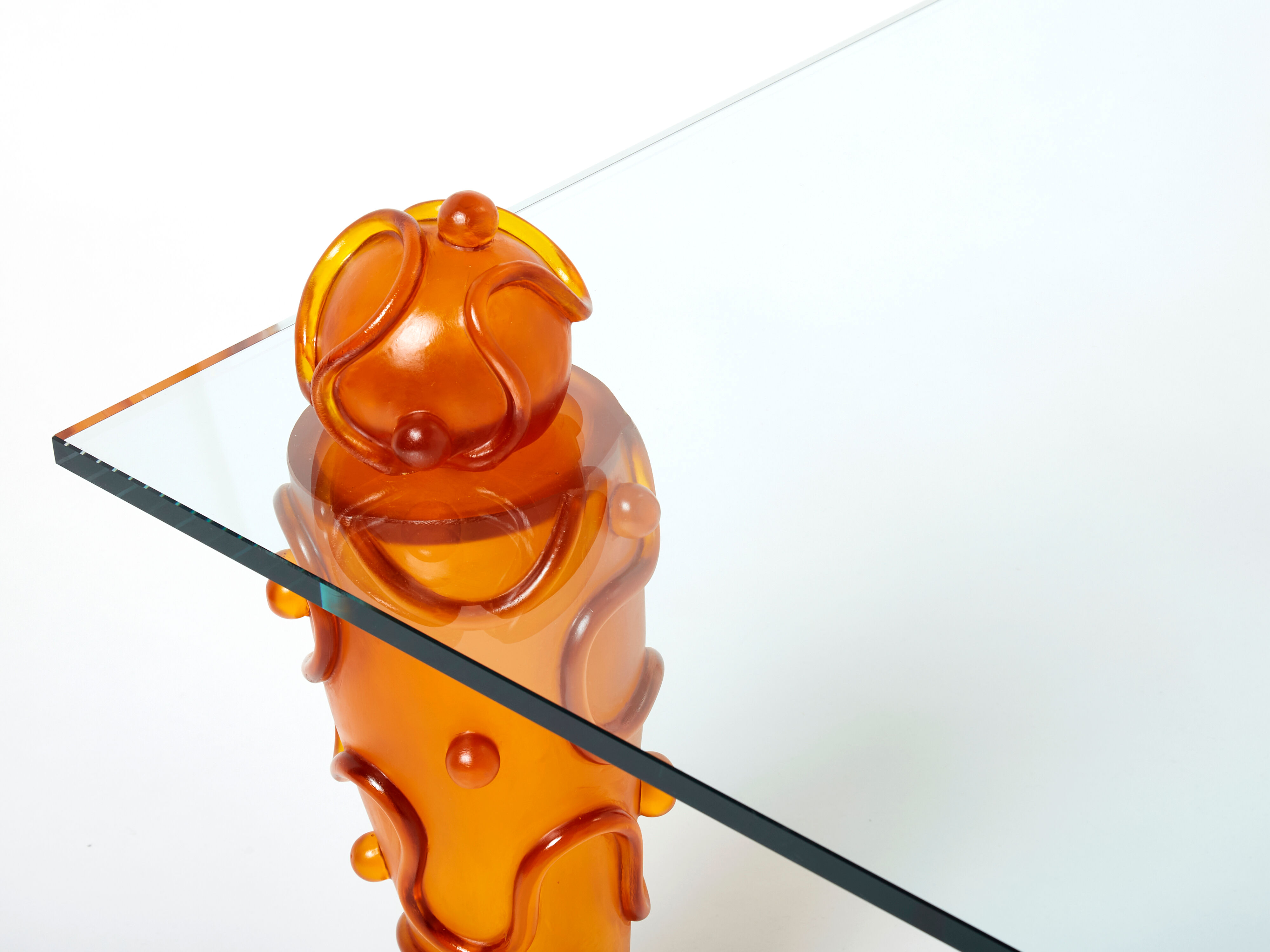 Resin glass coffee table signed Garouste & Bonetti 1990