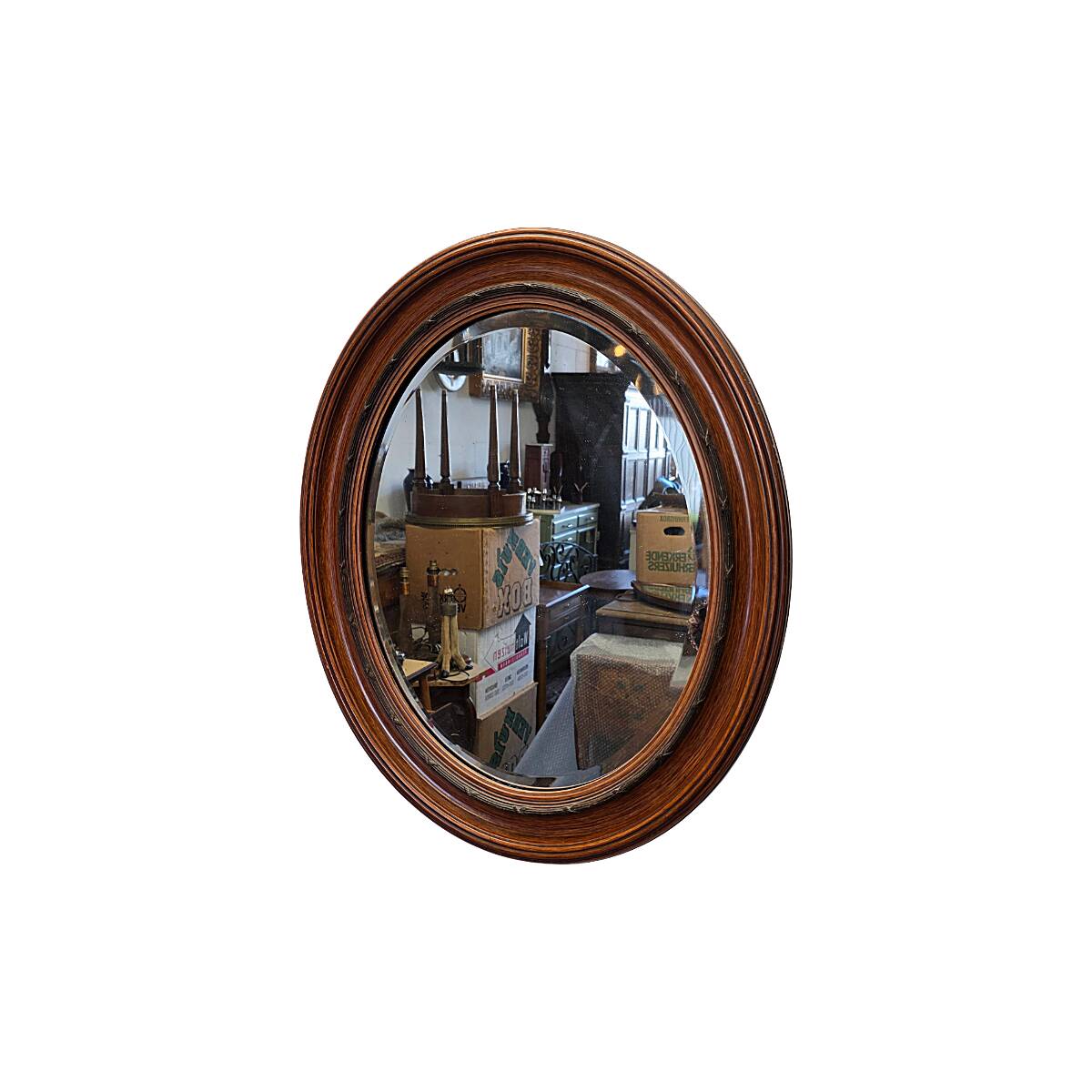 Miroir classique ovale néerlandais antique, datant d'environ 1900
