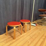 Pair of NE60 stools designed by Alvar Aalto, Artek, Finland, 1980s