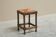 Tabouret en chêne massif, paille et laiton années 1920