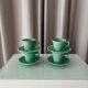 Set of 4 Vintage Jade Green Studio Pottery Espresso Cups & Saucers – Hand G