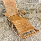 Old rattan chaise longue 20th century