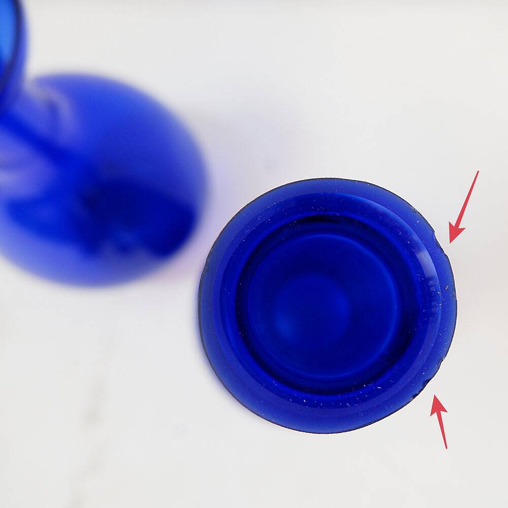 Pair of cobalt blue blown glass vases or carafes from the 1960s.