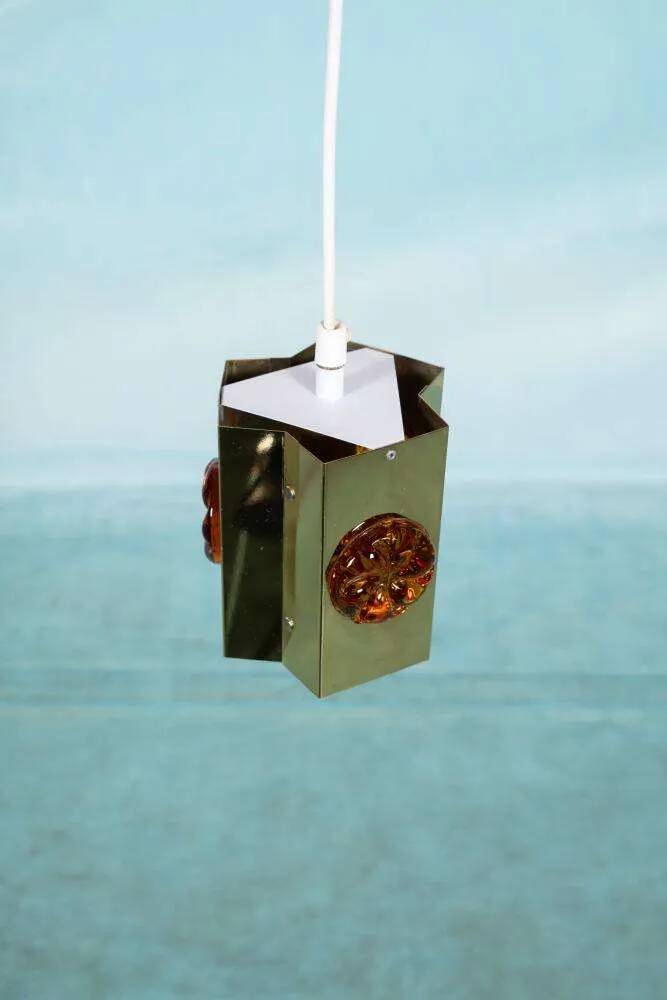 Vintage Danish Design Vitrika Suspension, brass & glass