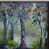 Painting, watercolor in the forest