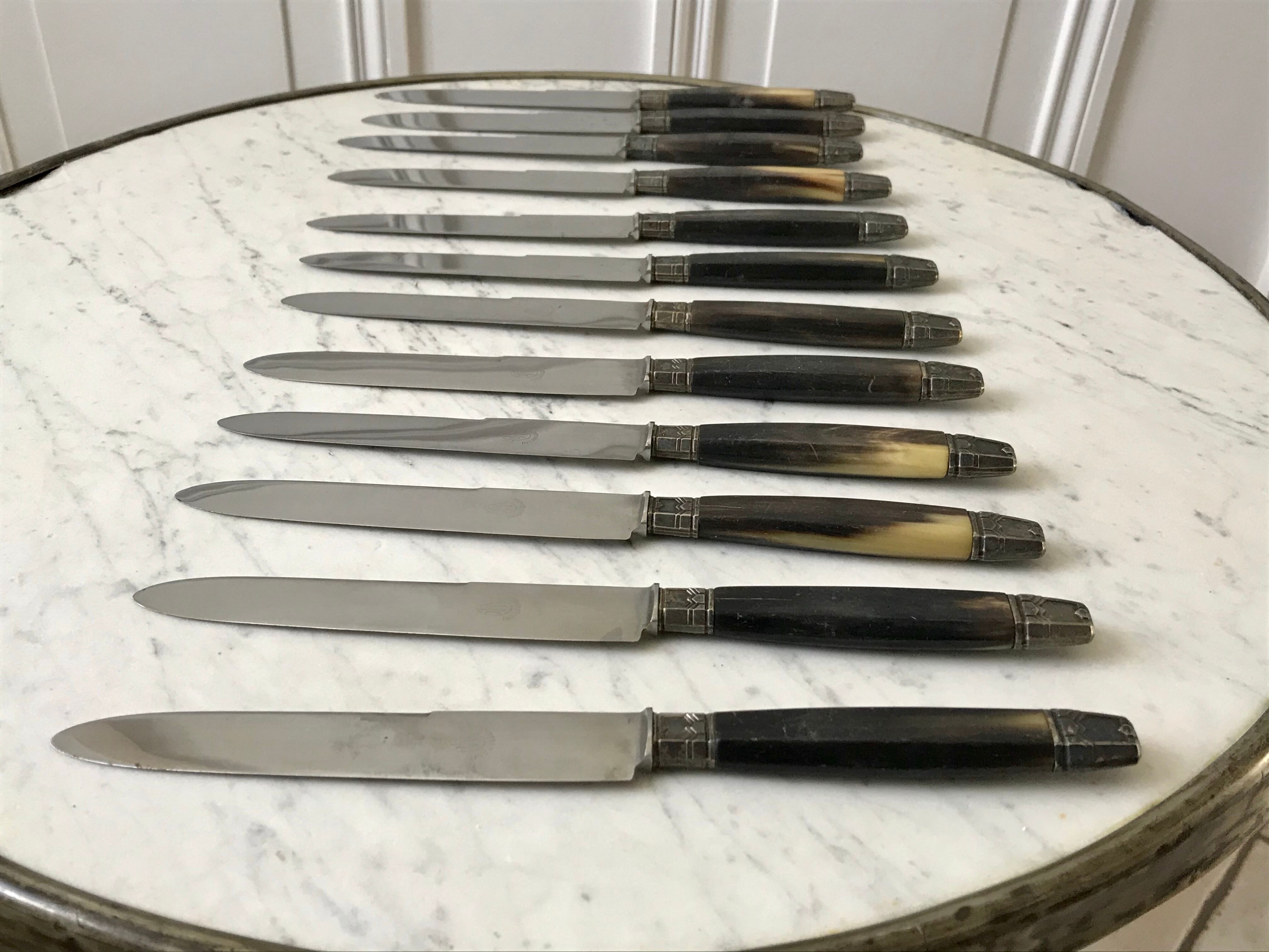 Set of 12 dark Bakelite knives 60s-70s