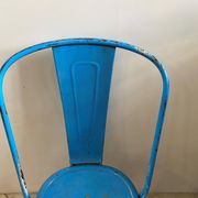 Authentic blue tolix metal chair by Xavier Pauchard vintage industrial 1950