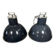 Pair of Mazda industrial suspension lamps in lacquered sheet metal