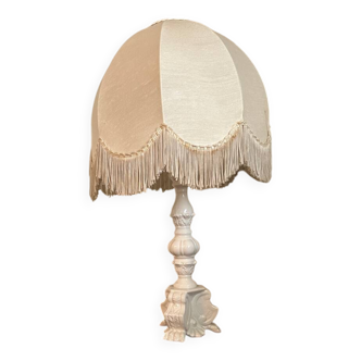 Lampe céramique Bassano abat jour à franges