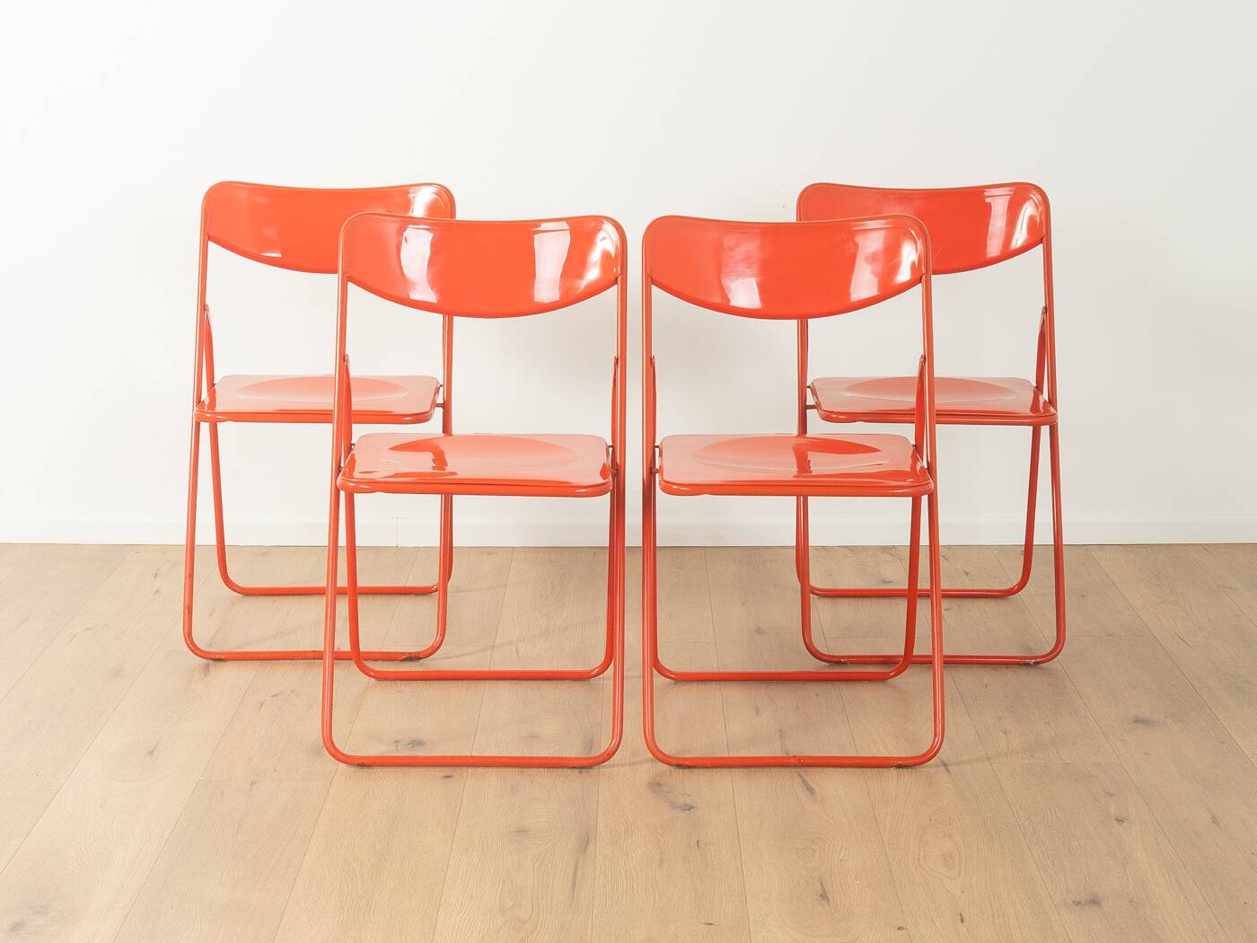 Timeless TED folding chairs by Niels Gammelgaard for IKEA from the 1970s in red (set of 4)