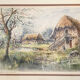 Tableau Aquarelle "Le Theil en Auge" par Denis Verspecht (1919/1991) Calvados