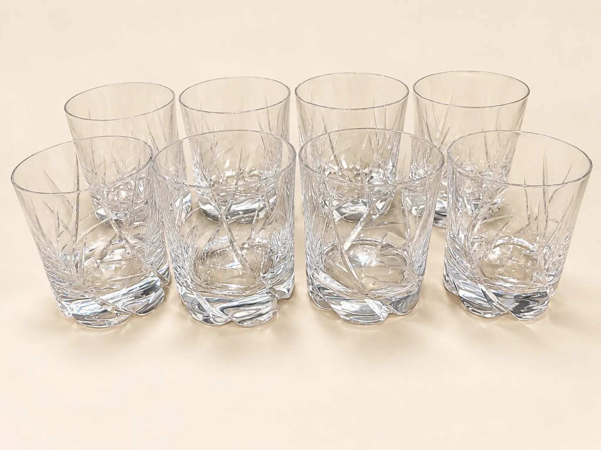 8 Cut Crystal Porto Glasses Daum - Art Nouveau 1900s
