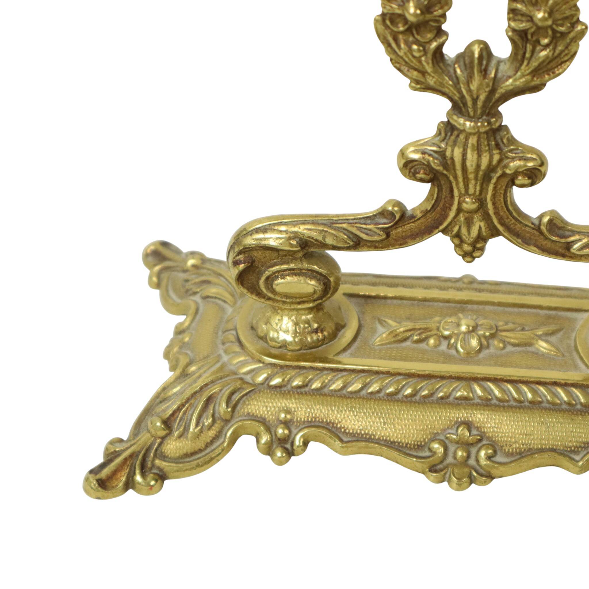 French Classic Brass Table Mirror Gold Baroque Style 34cm
