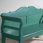 Old bench painted green in pine wood – Central Europe, around 1910