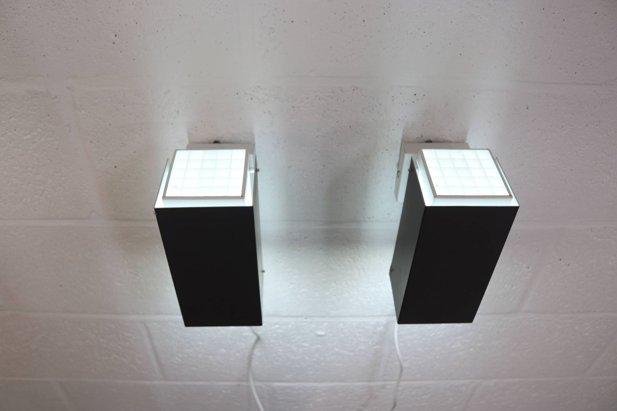 Pair of grey and white wall sconces by Preben Dahl for H. F. Belysning, 1960s