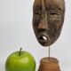 Antique Dan passport mask in carved wood 15 cm, with stand