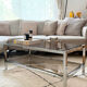 Table Basse Vintage Chrome & Verre Fumé (Style Belgo Chrom)