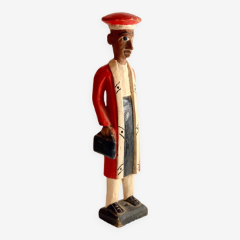 Statuette coloniale « Magistrat » en bois peint