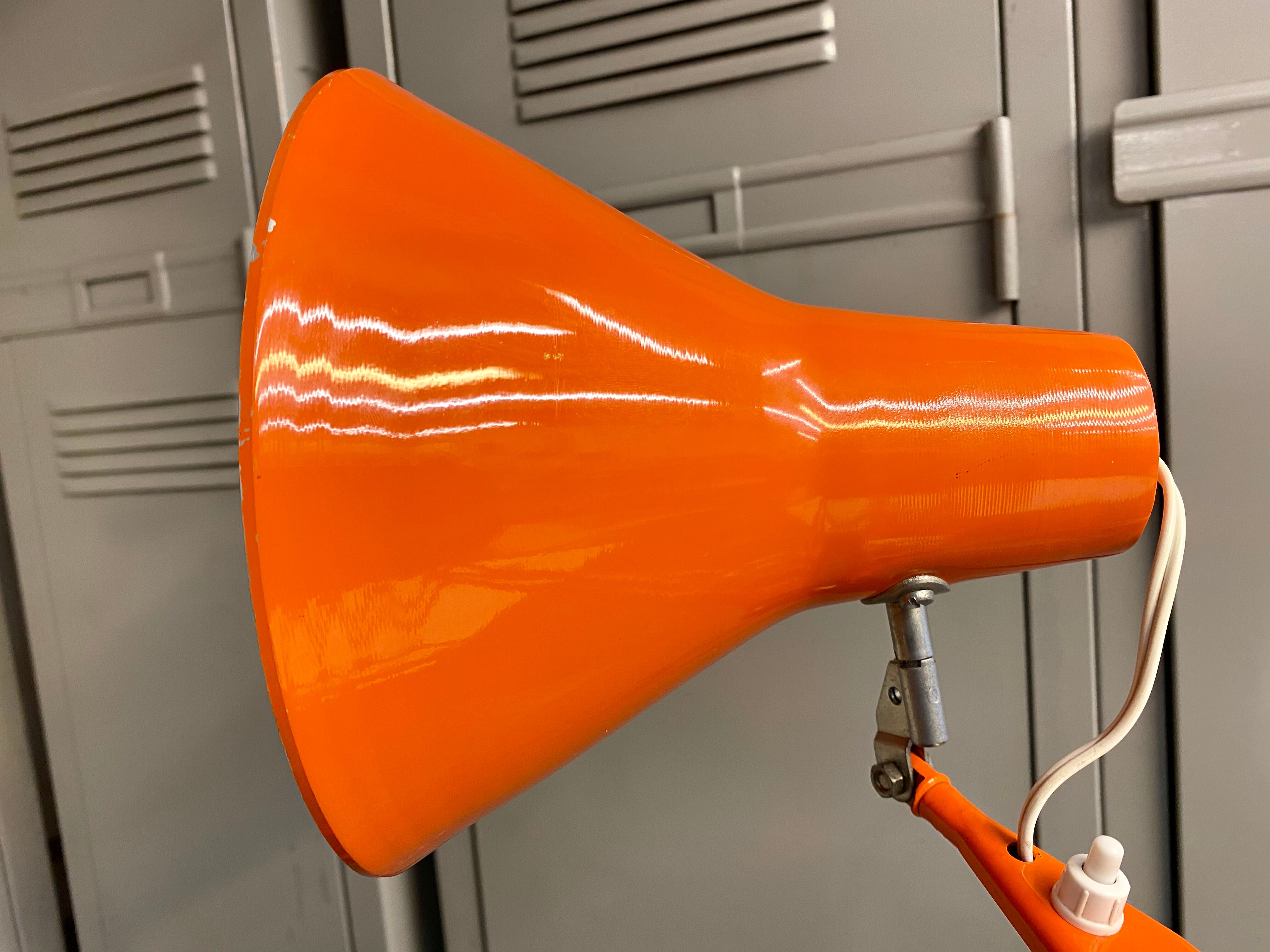 Office lamp architect aluminor France vintage 70s orange