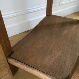 Console, Vintage side table with a drawer and a low shelf in solid wood