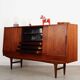 Buffet haut en teck, design danois, années 1970, fabriqué par Børge Dam